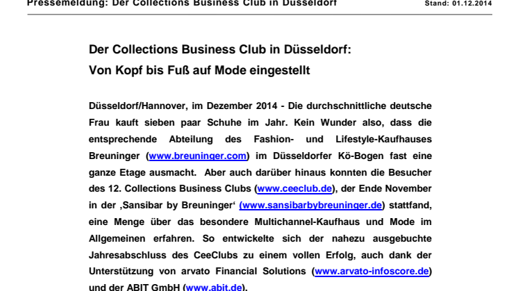Der Collections Business Club in Düsseldorf: Von Kopf bis Fuß auf Mode eingestellt