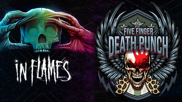 IN FLAMES OCH FIVE FINGER DEATH PUNCH SPELAR TILLSAMMANS I SCANDINAVIUM OCH ERICSSON GLOBE