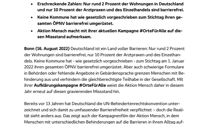 Deutschland im Jahr 2022 – ein Land voller Barrieren / Pressemitteilung