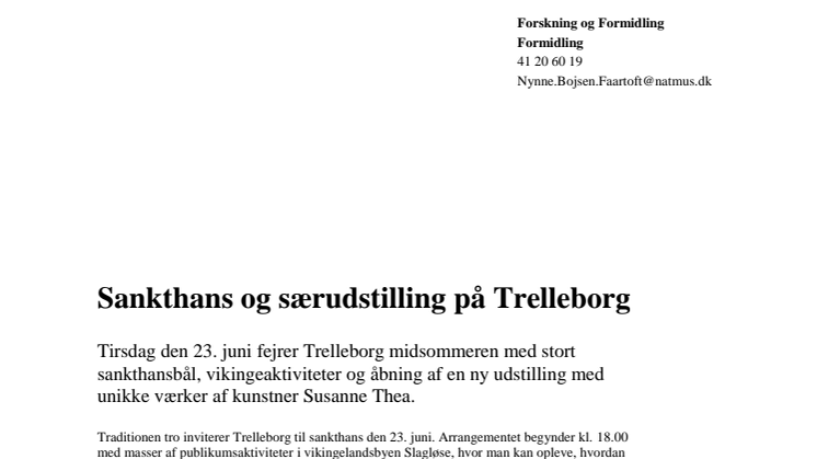 Sankthans og særudstilling på Trelleborg