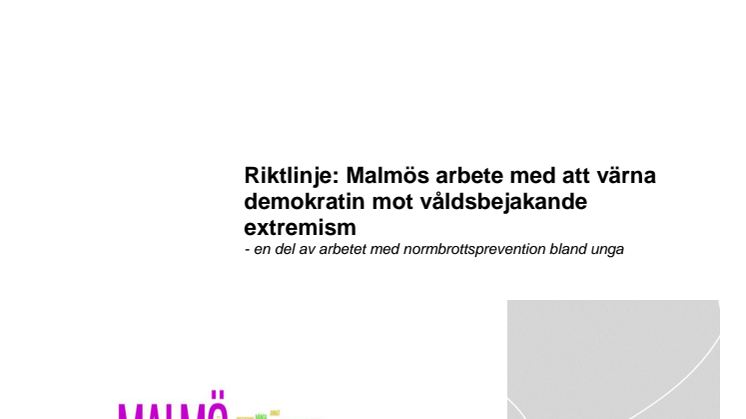 Riktlinjer för Malmö stads arbete mot våldsbejakande extremism