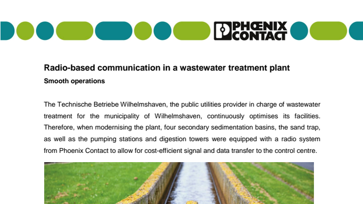 Radio-based communication in a wastewater treatment plant