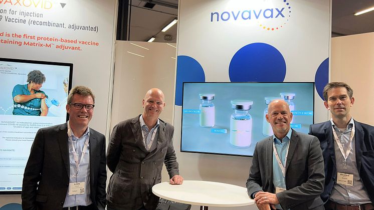 Björn Sjöstrand, CEO Scandinavian Biopharma; Jonas Bengtsson, VP Business Development Scandinavian Biopharma; Jörgen Persson, Head of Customer Engagement and Market Access Europe Novavax; Magnus Sävenhed, Managing Director Novavax SE 