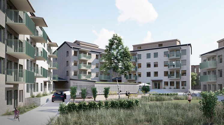 Det blir 95 nya bostäder i naturnära område i ny stadsdel i Kronandalen i Luleå. Illustration: A&D Arkitektkontor