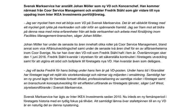 ​Ny VD för Svensk Markservice