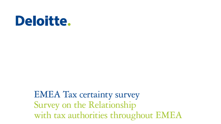 Deloitten selvitys: EMEA Tax certainty survey