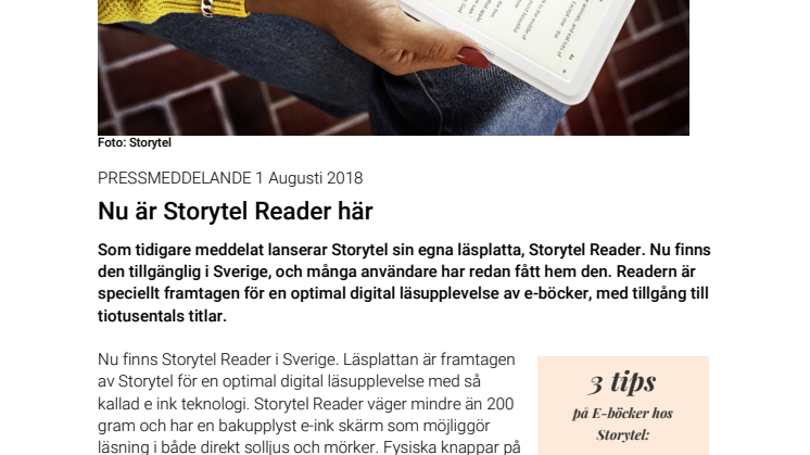 Nu är Storytel Reader här
