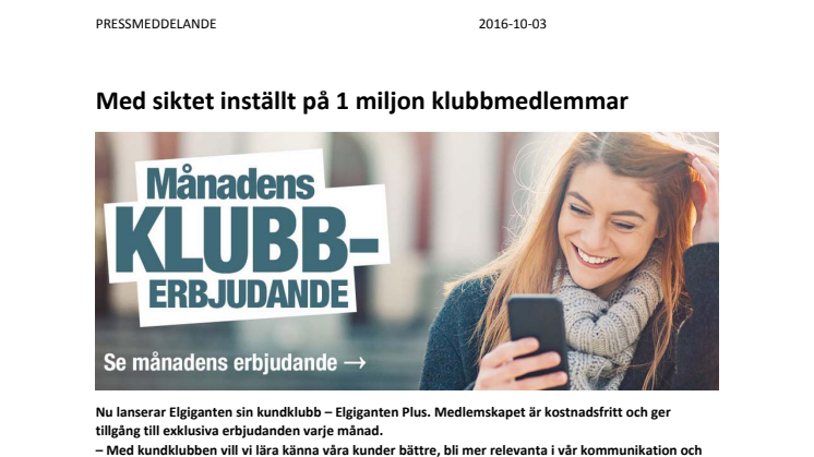 Med siktet inställt på 1 miljon klubbmedlemmar 