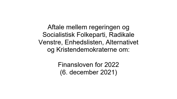 Aftale om finansloven for 2022