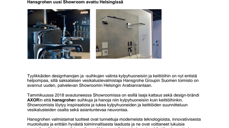 Hansgrohen uusi Showroom avattu Helsingissä