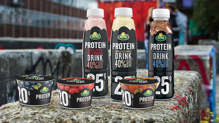 Arla® Protein Drinks Erdbeere-Himbeere und Vanille kommen groß raus