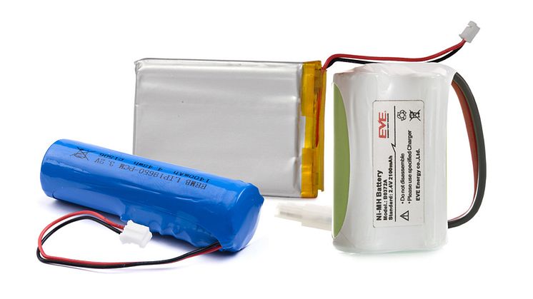 Tre olika typer av batteripack