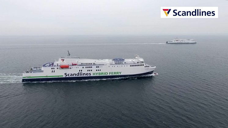 Scandlines' hybridfærger "Copenhagen" og "Berlin" på ruten Gedser-Rostock