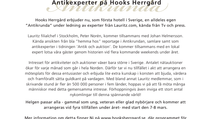 Antikexperter på Hooks Herrgård! 