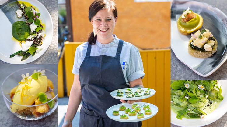 Elvira Lindqvists Ogräsmeny för Pollinera Sverige 22 maj 2023. Foto: Lena Granefelt.