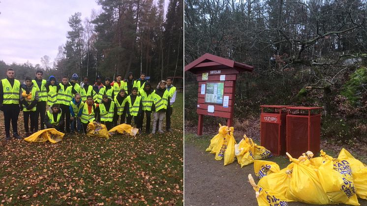 Angered MBIK:s lag P05 gjorde en välbehövlig städinsats i Vättlefjäll. Foto: Mårten Heslyk