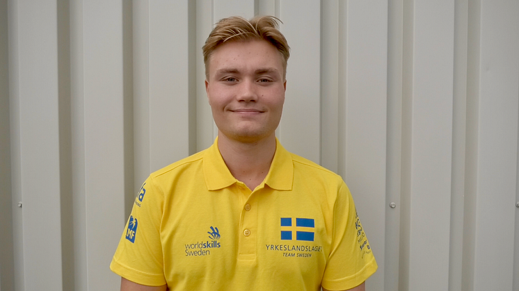 På bilden: Filip Sandgren, Bygmastipendiet 2018 och deltagare i svenska Yrkeslandslaget.