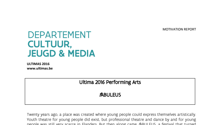 motivation report Ultima 2016 Performing Arts