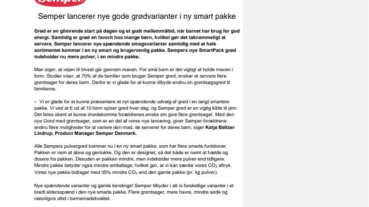 Semper lancerer nye gode grødvarianter i ny smart pakke