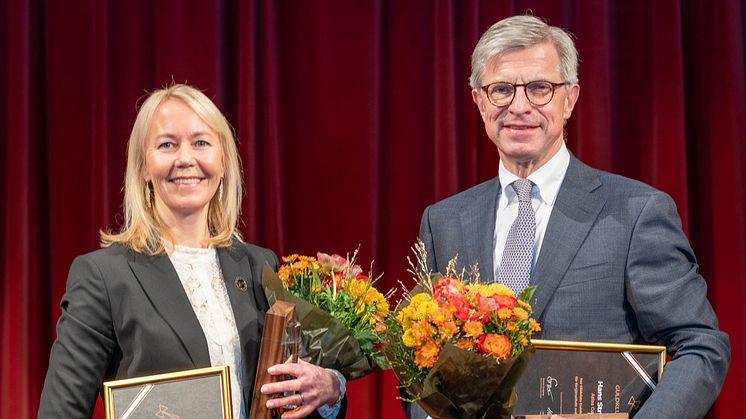 Kathrine Löfberg, ordförande i Löfbergs och Hans Stråberg, ordförande i Atlas Copco