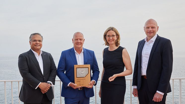 fltr: Ashwin Bhat, CCO Lufthansa Cargo AG; Carsten Trolle, President Air & Sea bei DSV; Dorothea von Boxberg, CEO; Dietmar Focke, COO both Lufthansa Cargo AG 