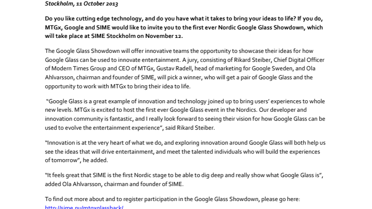 Join MTGx for the first ever Nordic Google Glass showdown