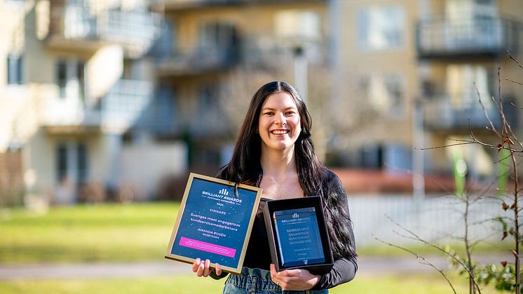 Amanda Rosén, mottagare av Brilliant Award för årets mest engagerade kundservicemedarbetare 2024. Fotograf Marlene Berglund.