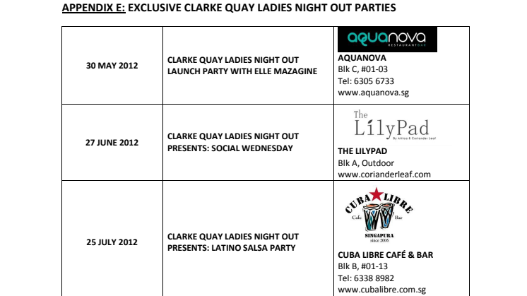 Exclusive Clarke Quay Ladies Night Out Parties
