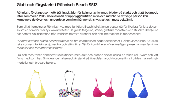 Glatt och färgstarkt i Röhnisch Beach SS13