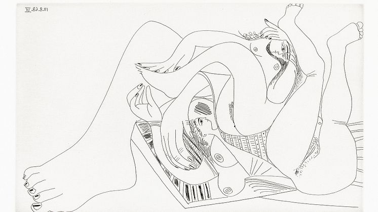Pablo Picasso: 18. august 1968. Streketsning på papir. © Succession Pablo Picasso / BONO 2019 Foto: Nasjonalmuseet for kunst, arkitektur og design