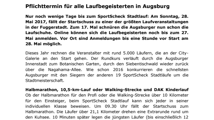 Pflichttermin für alle Laufbegeisterten in Augsburg