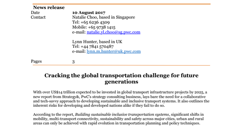 Cracking the global transportation challenge for future generations
