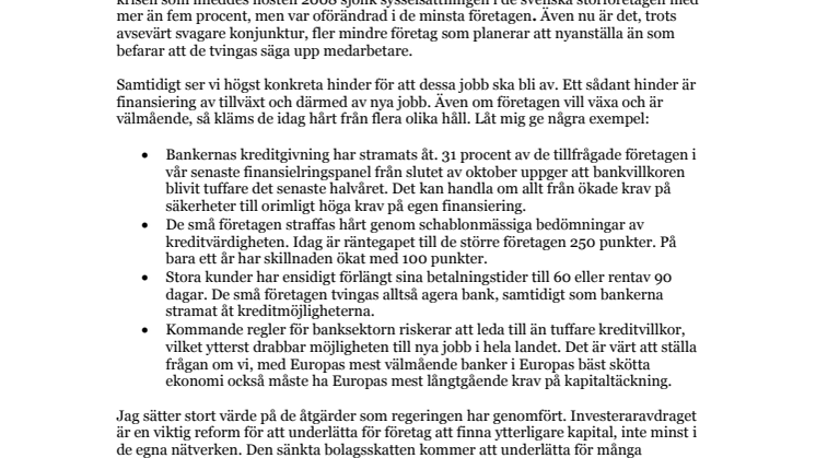 Elisabeth Thand Ringqvists brev till finansmarknadsminister Peter Norman