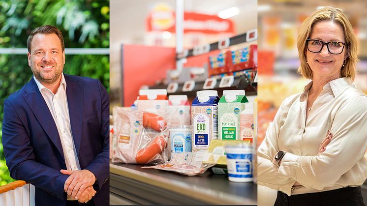 Med Matriket manifesterar Lidl Sverige betydelsen av svenskproducerad mat och bidrar till att öka Sveriges självförsörjningsgrad. I bild: Jakob Josefsson, Sverigechef Lidl, och Tina Stugemo, vd för Svenskmärkning.