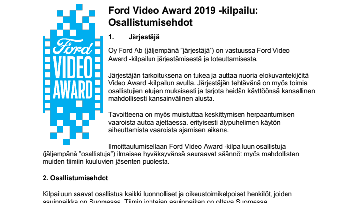Ford Video Award säännöt