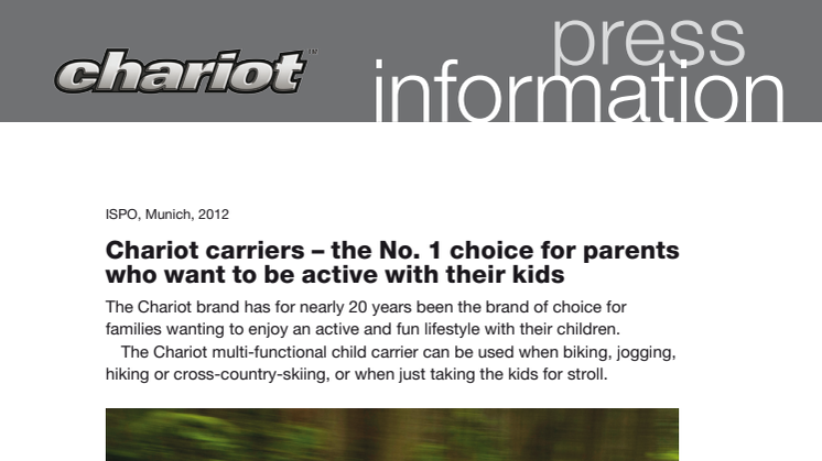 Chariot carriers – the No. 1 choice for parents who want to be active with their kids
