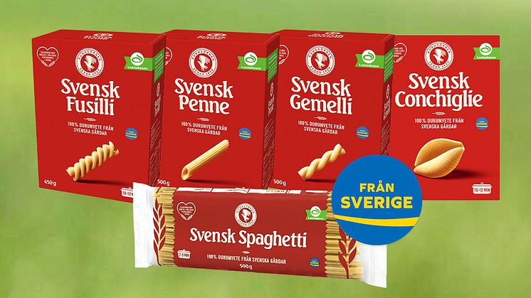 Kungsörnen har nu en svensk pasta i butikerna som är gjord på 100% durumvete från svenska gårdar, tillverkad i pastafabriken i sörmländska Järna. Pastan är ursprungsmärkt med Från Sverige.