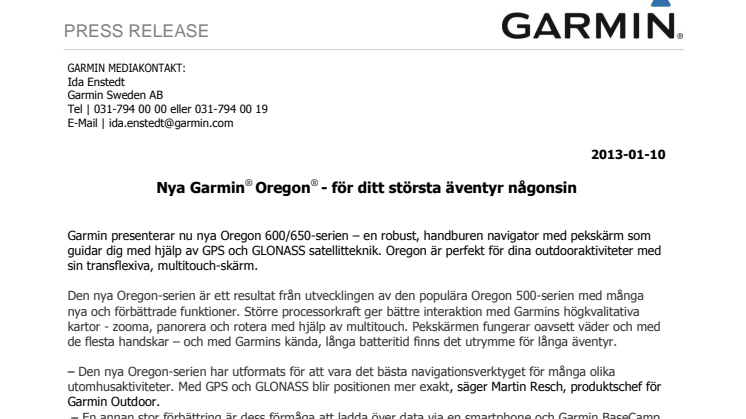 Nya Garmin® Oregon® - för ditt största äventyr någonsin