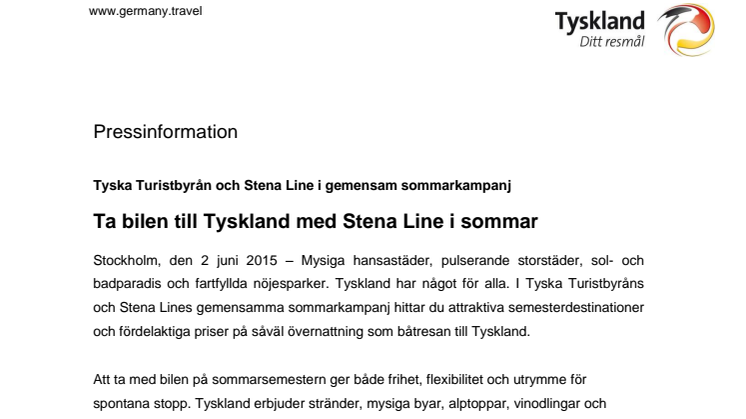 Ta bilen till Tyskland med Stena Line i sommar