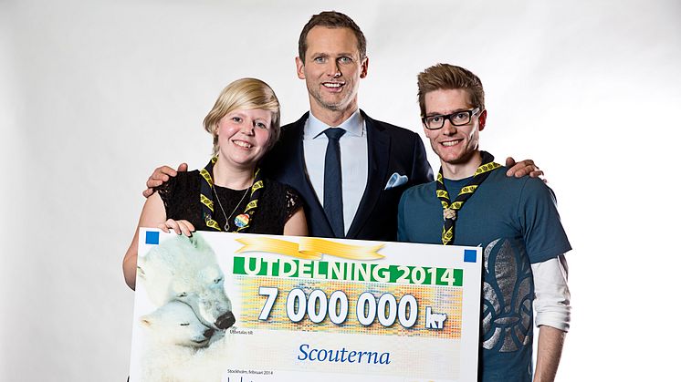 Scouterna tilldelas 7 miljoner vid Svenska PostkodLotteriets årliga utdelning