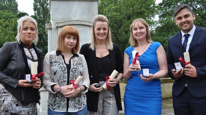 Heath Award recipients L-R: Claire Gibson; Madeleine Gray; Karen Davies; Amanda Stephenson; Daniel Fabian