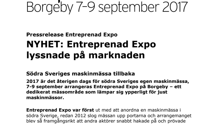 NYHET: Entreprenad Expo lyssnade på marknaden