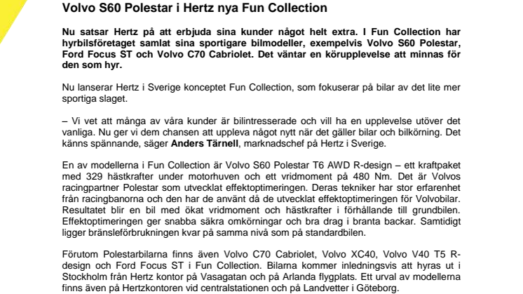 Volvo S60 Polestar i Hertz Fun Collection