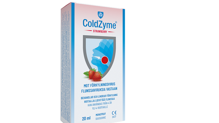 ColdZyme jordgubb 20 ml förpackning frilagd