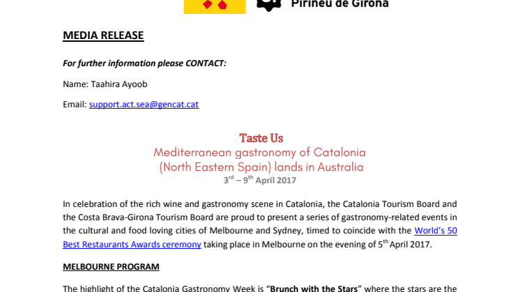 Taste Us: Catalonia's Gastronomy Lands in Australia