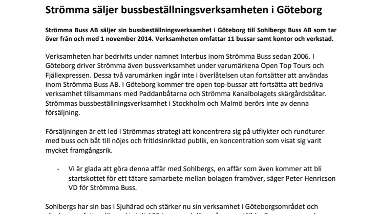 Strömma säljer bussbeställningsverksamheten i Göteborg