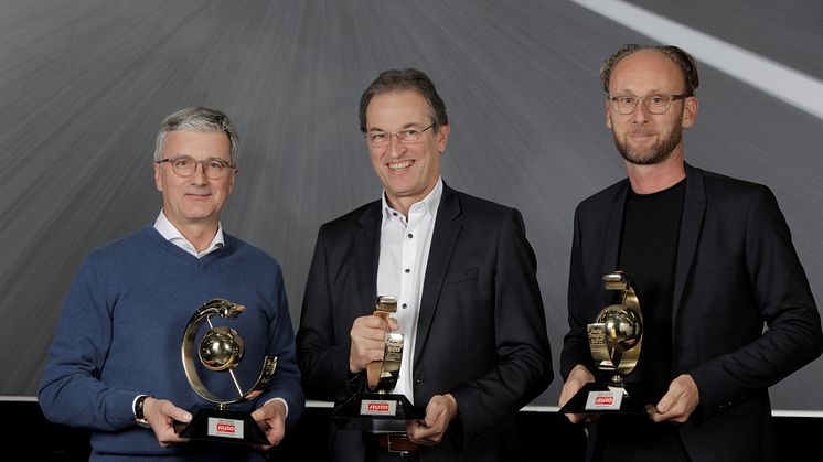 Audi CEO Rupert Stadler, Chefredaktør for AUTO ZEITUNG Volker Koerdt og Audi Designchef Marc Lichte