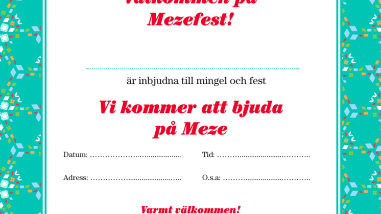 Inbjudan till Mezefest! Ladda ner, printa ut & bjud hem! 