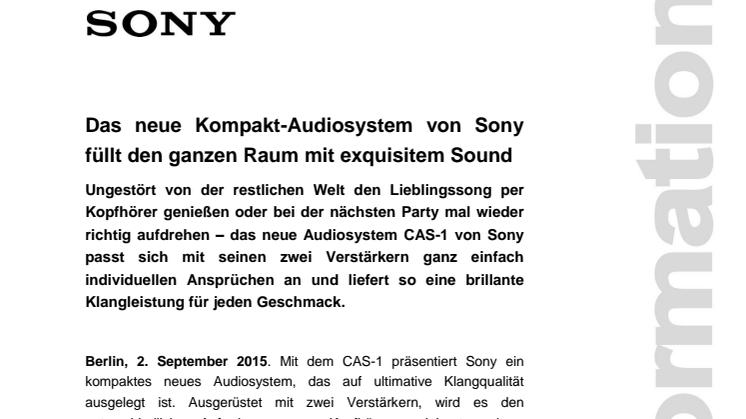 Das neue Kompakt-Audiosystem von Sony füllt den ganzen Raum mit exquisitem Sound