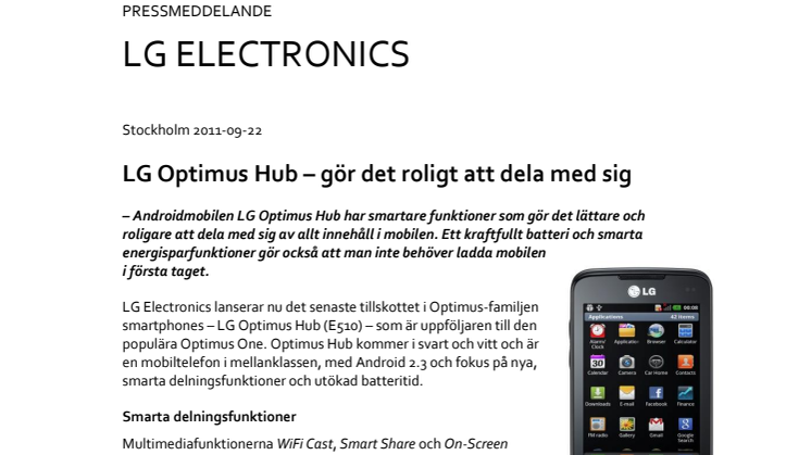 LG Optimus Hub – gör det roligt att dela med sig